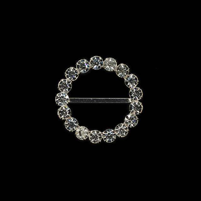 Vintage Czech Crystal Rhinestones and Silver Metal Slider - 2.25" x 2.25"