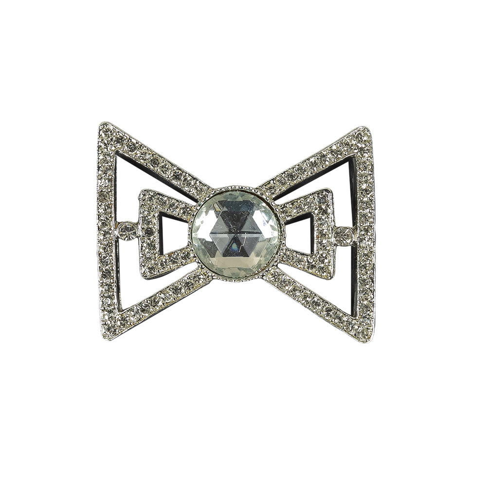 Vintage Crystal Rhinestones and Silver Bow Ornament