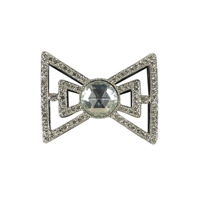 Vintage Crystal Rhinestones and Silver Bow Ornament
