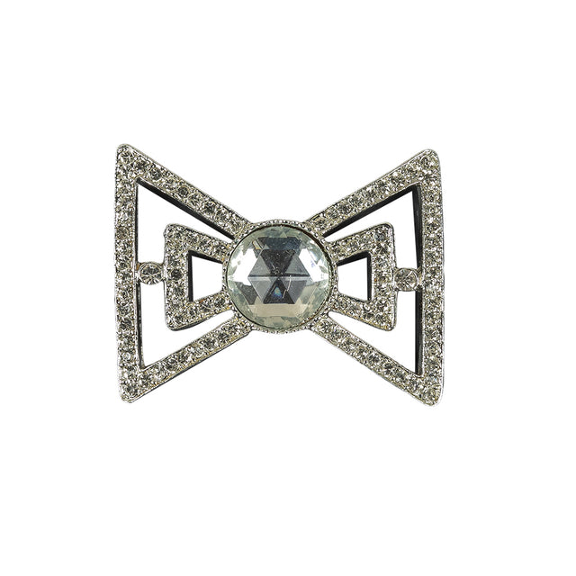 Vintage Crystal Rhinestones and Silver Bow Ornament