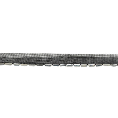 Vintage Silver Bugle Beads on Black Trimming - 0.375" Detail