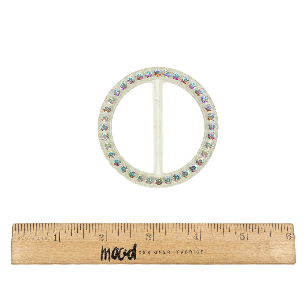Vintage AB Crystal Rhinestones and Clear Circular Plastic Slider - 2.625" Full