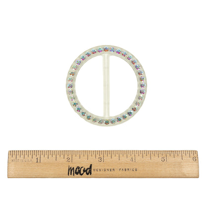 Vintage AB Crystal Rhinestones and Clear Circular Plastic Slider - 2.625" Full