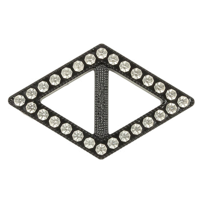 Vintage Crystal Rhinestones and Black Plastic Diamond Shaped Slider - 1.25" x 2"