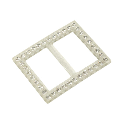 Vintage Crystal Rhinestones and Clear Rectangular Plastic Slider - 1.375" x 1.75" Folded