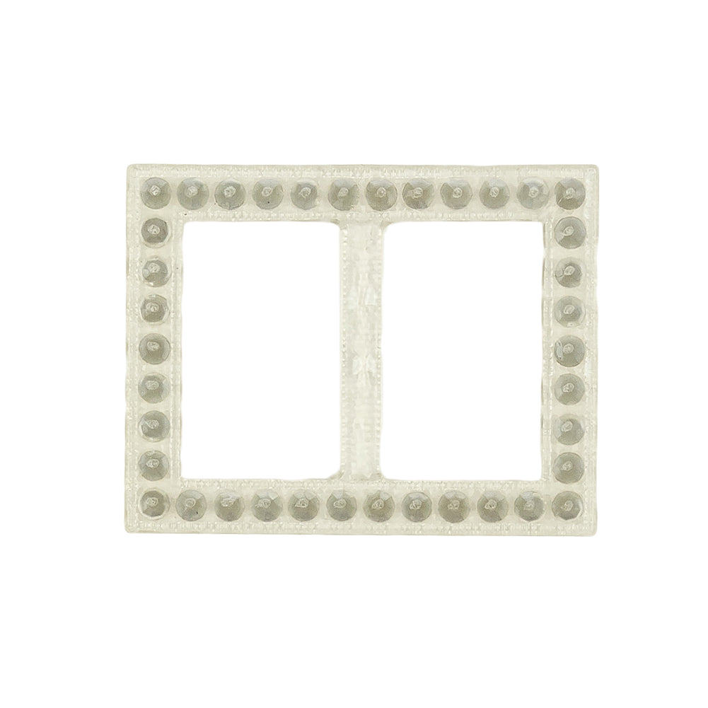 Vintage Crystal Rhinestones and Clear Rectangular Plastic Slider - 1.375" x 1.75" Detail