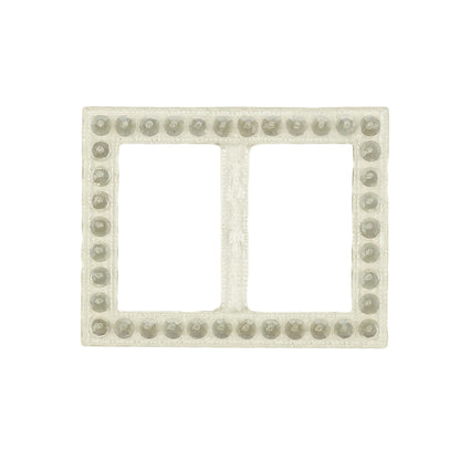Vintage Crystal Rhinestones and Clear Rectangular Plastic Slider - 1.375" x 1.75" Detail