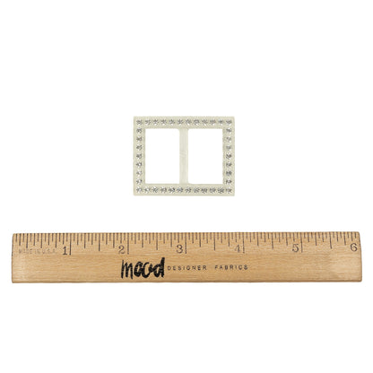 Vintage Crystal Rhinestones and Clear Rectangular Plastic Slider - 1.375" x 1.75" Full