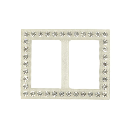 Vintage Crystal Rhinestones and Clear Rectangular Plastic Slider - 1.375" x 1.75"