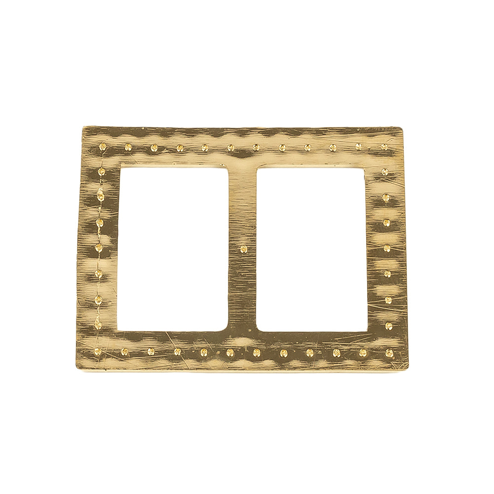 Vintage Crystal Rhinestones and Gold Rectangular Plastic Slider - 1.375" x 1.75" Detail