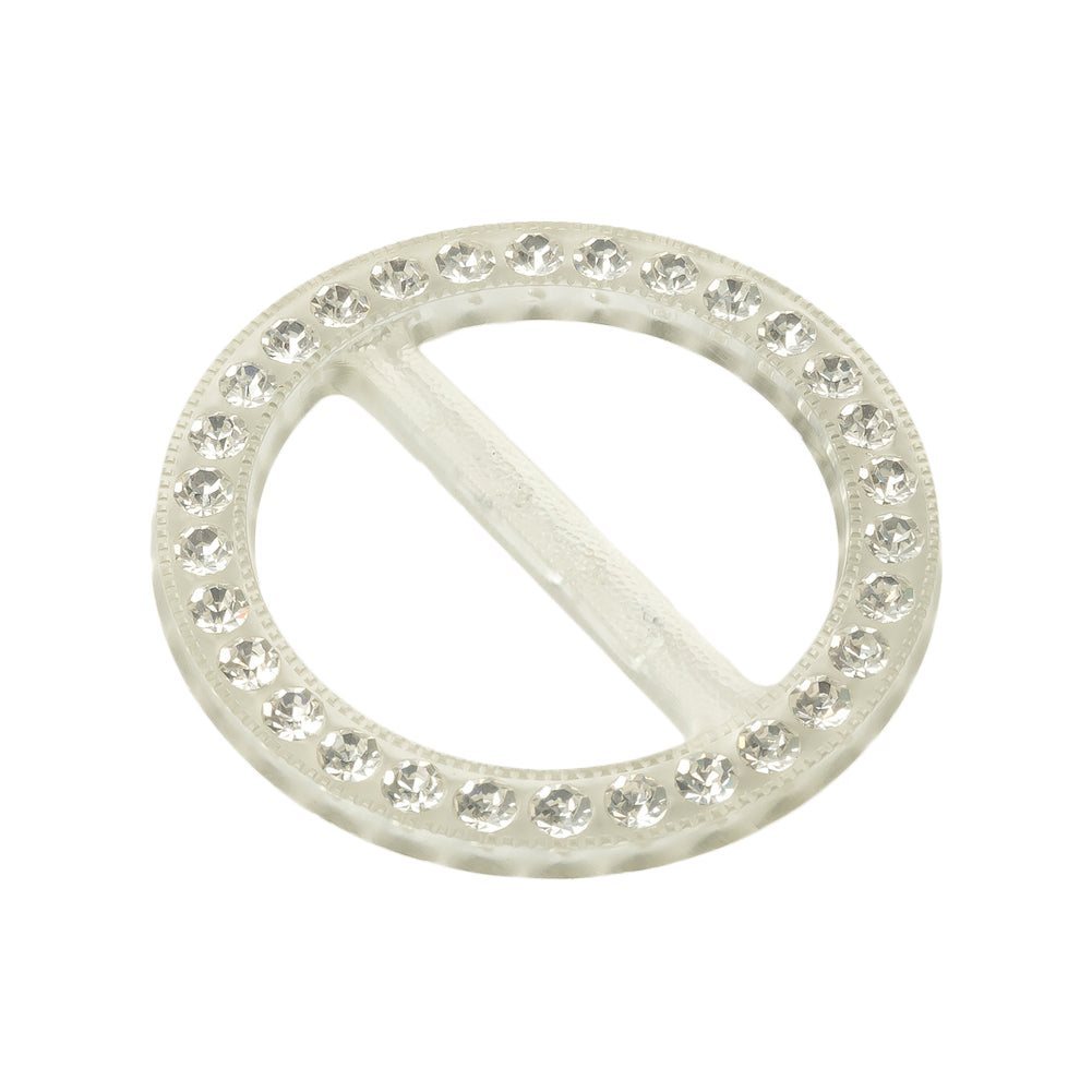 Vintage Crystal Rhinestones and Clear Circular Plastic Slider - 2" Folded
