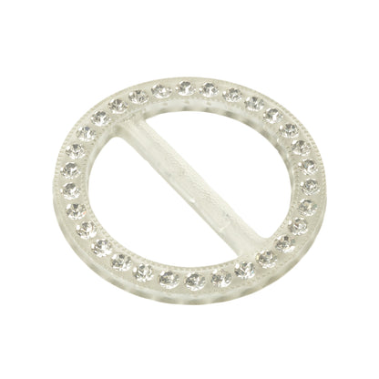 Vintage Crystal Rhinestones and Clear Circular Plastic Slider - 2" Folded