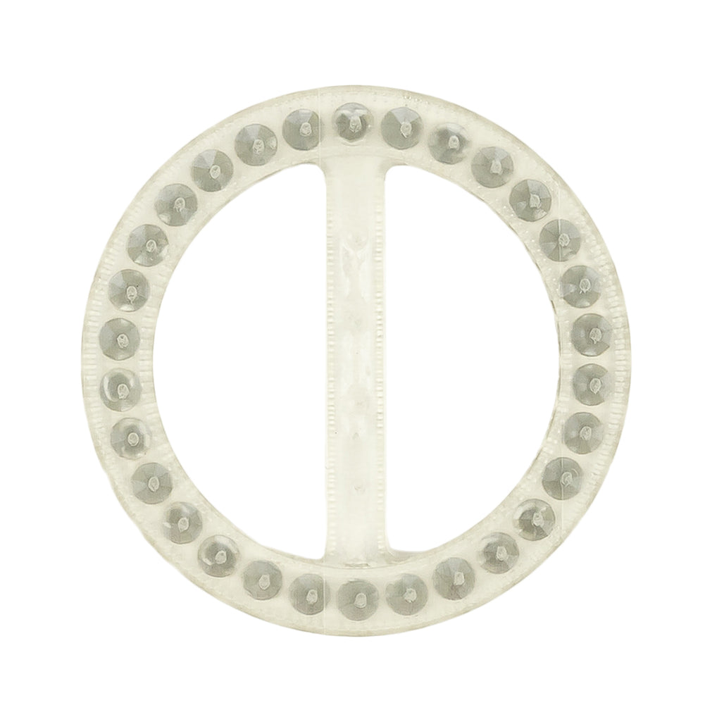 Vintage Crystal Rhinestones and Clear Circular Plastic Slider - 2" Detail
