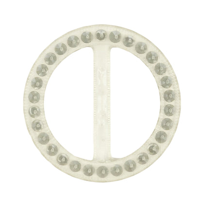 Vintage Crystal Rhinestones and Clear Circular Plastic Slider - 2" Detail