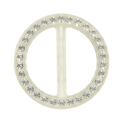 Vintage Crystal Rhinestones and Clear Circular Plastic Slider - 2"