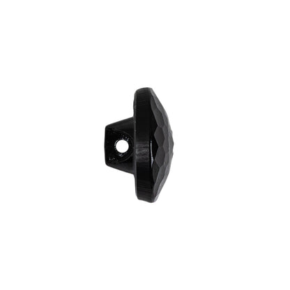 Vintage Jet Faceted Shank Back Glass Button - 25L/16mm Folded