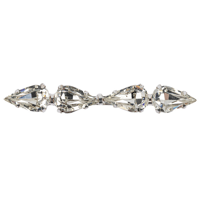 Vintage Swarovski Crystal and Silver Metal Pear Cut Sew-on Ornament - 2.25" x 0.375"