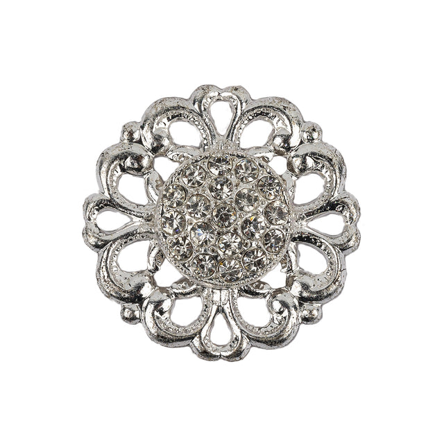 Vintage Swarovski Crystal Rhinestones and Silver Metal Open Framework Shank Button - 40L/25.5mm