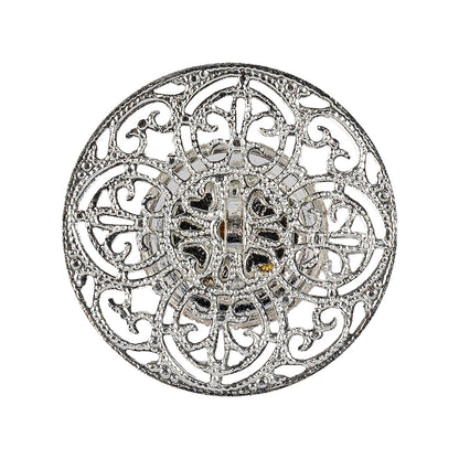 Vintage Swarovski Pearl and Silver Metal Open Framework Rhinestone Button - 44L/28mm Detail