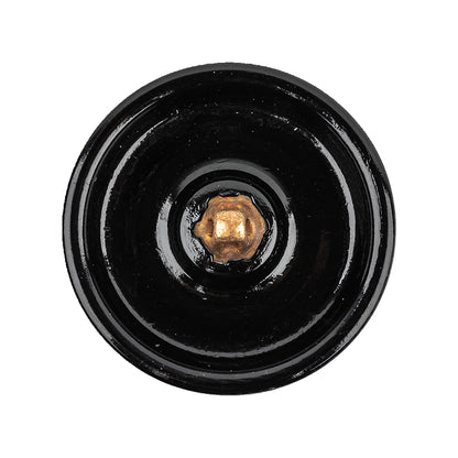 Vintage Jet Faceted Glass Button with Matte Black Center - 44L/28mm Detail