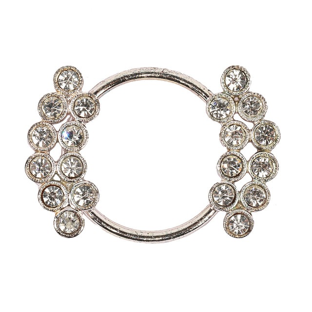 Vintage Swarovski Crystal Rhinestones and Silver Metal Abstract Buckle - 1.625" x 1.125"