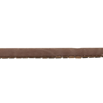 Vintage Bronze Bugle Beads on Brown Trimming - 0.375" Detail