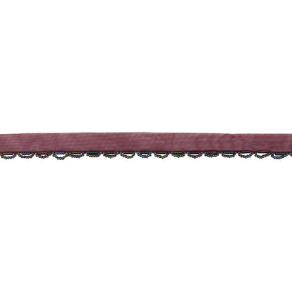 Vintage Burgundy and Red Iris Seed and Bugle Beaded Scalloped Trim - 0.75"