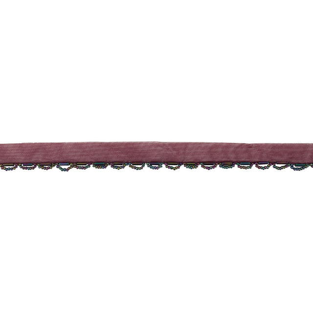 Vintage Burgundy and Red Iris Seed and Bugle Beaded Scalloped Trim - 0.75"