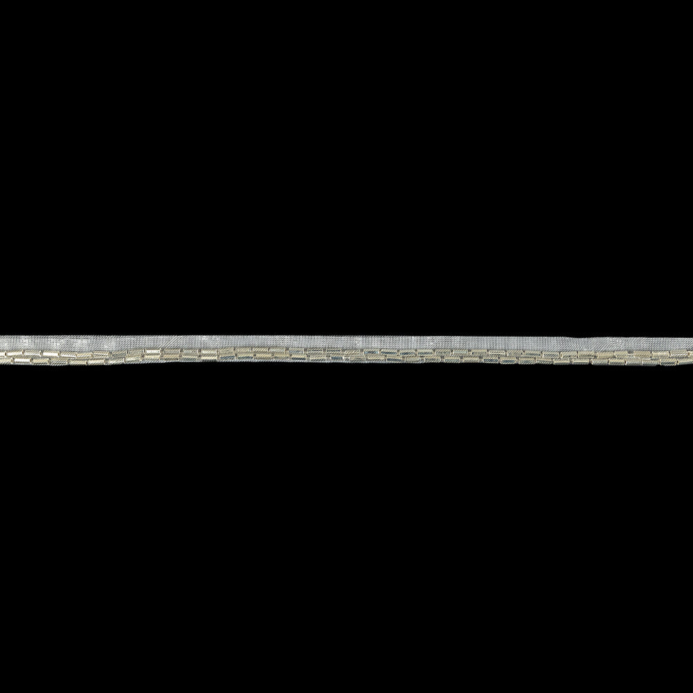 Vintage Silver Lined 2 Row Bugle Beads on White Trimming - 0.357"