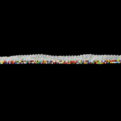 Vintage Rainbow 2 Row Seed Beads on White Trimming - 0.5"