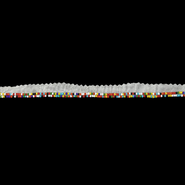 Vintage Rainbow 2 Row Seed Beads on White Trimming - 0.5"