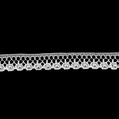 Vintage White Pearl on White Lace Scalloped Trimming - 0.5" Detail