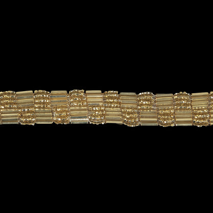 Vintage Gold 2 Row Seed and Bugle Bead Checkerboard Trimming - 0.625" Detail