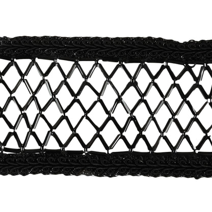 Vintage Black Beaded Latticework and Gimp Braid Trim - 2.25" Detail
