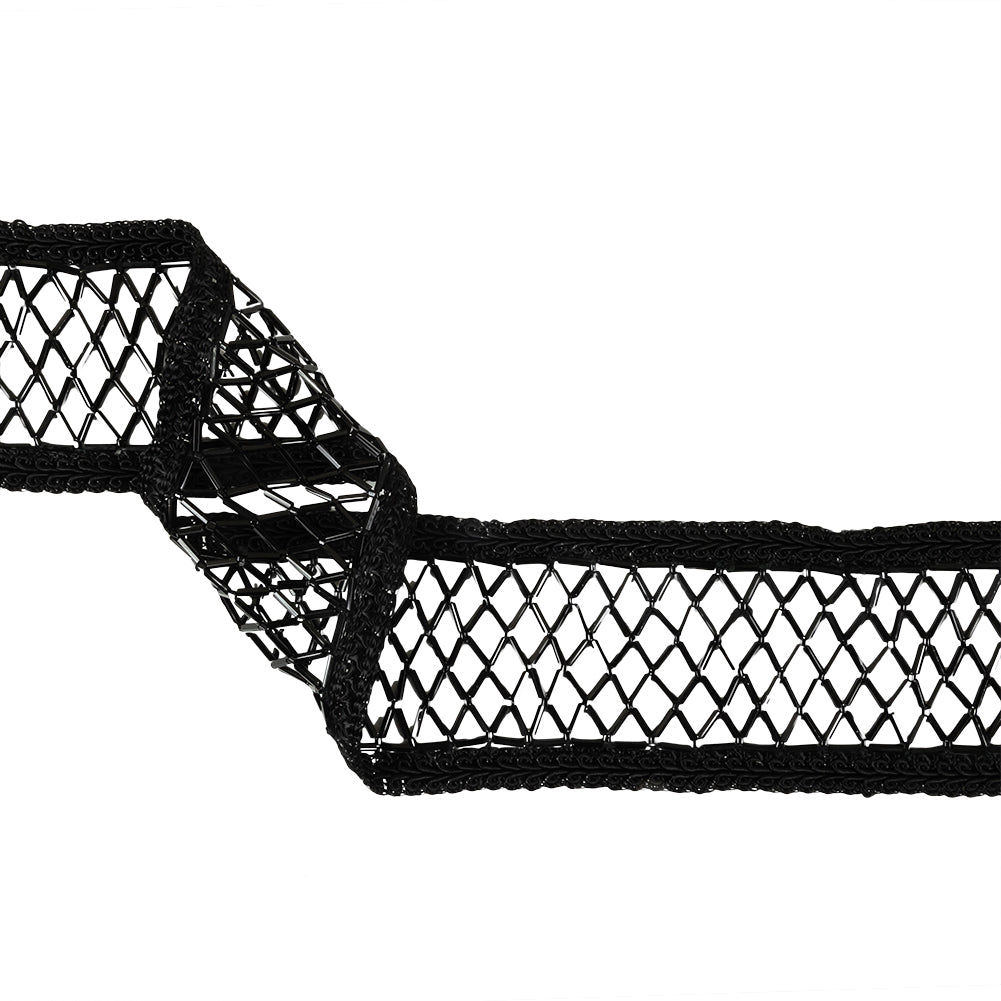 Vintage Black Beaded Latticework and Gimp Braid Trim - 2.25"