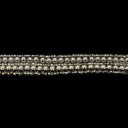 Vintage Two Row Silver Ball and Silver Lined Seed Beaded Trimming - 0.5" Detail