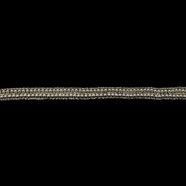 Vintage Two Row Silver Ball and Silver Lined Seed Beaded Trimming - 0.5"
