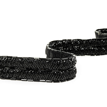Vintage Fancy Black Bugle Beaded Trim - 1"