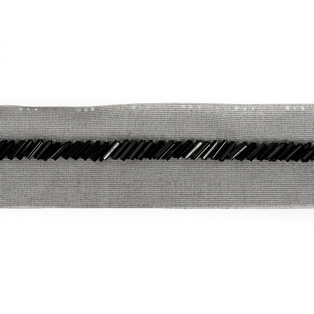 Vintage Black Bugle Beaded Trim - 0.25" Detail