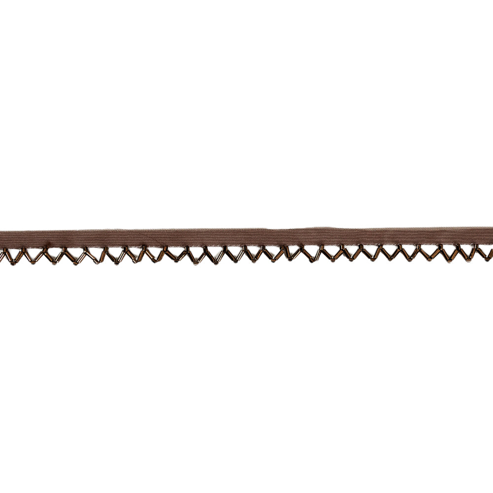 Vintage Bronze and Brown Scalloped Beaded Fringe Trim - 0.5"
