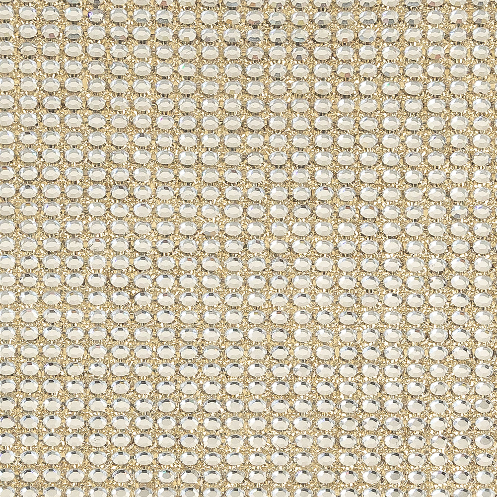 Vintage Metallic Gold and Crystal Rhinestones Fabric Backed Trim - 6" Detail