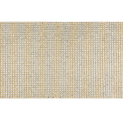 Vintage Metallic Gold and Crystal Rhinestones Fabric Backed Trim - 6"