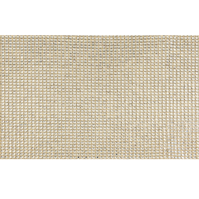 Vintage Metallic Gold and Crystal Rhinestones Fabric Backed Trim - 6"