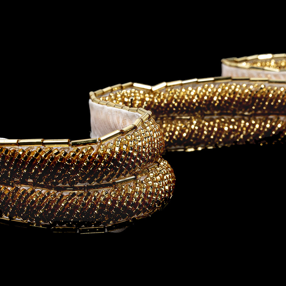 Vintage Fancy Gold Coast and Fort Knox Bugle Beaded Trim - 1"