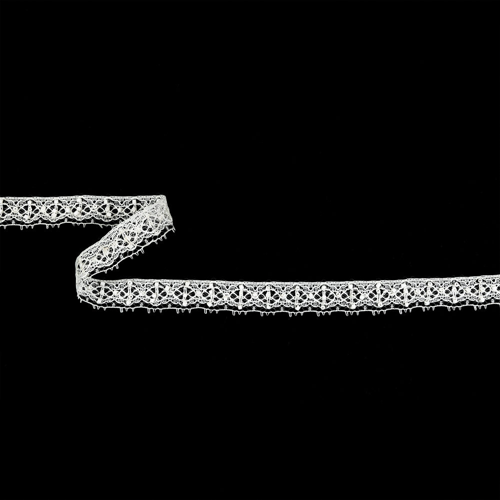 Vintage White Beaded Fine Lace with Picot Edge - 0.5"