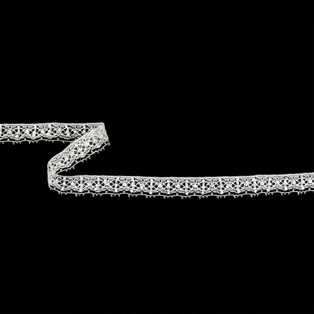 Vintage White Beaded Fine Lace with Picot Edge - 0.5"