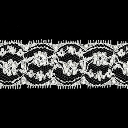 Vintage White Beaded Floral Lace Trim with Picot Edging - 1.25" Detail