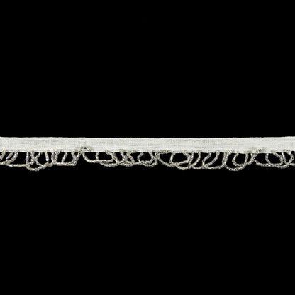 Vintage Silver Lined Seed Beaded Looped Fringe on Cotton Tape - 0.875"