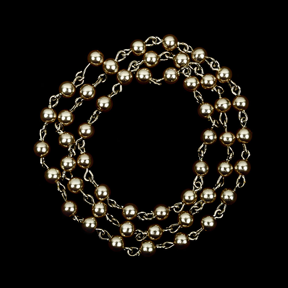 Vintage Czech Pearl Beads and Silver Metal Link Chain - 0.1875" Full