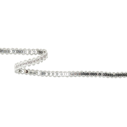 Vintage Metallic Silver and White Sequins Trim with Scalloped Edges - 0.5"